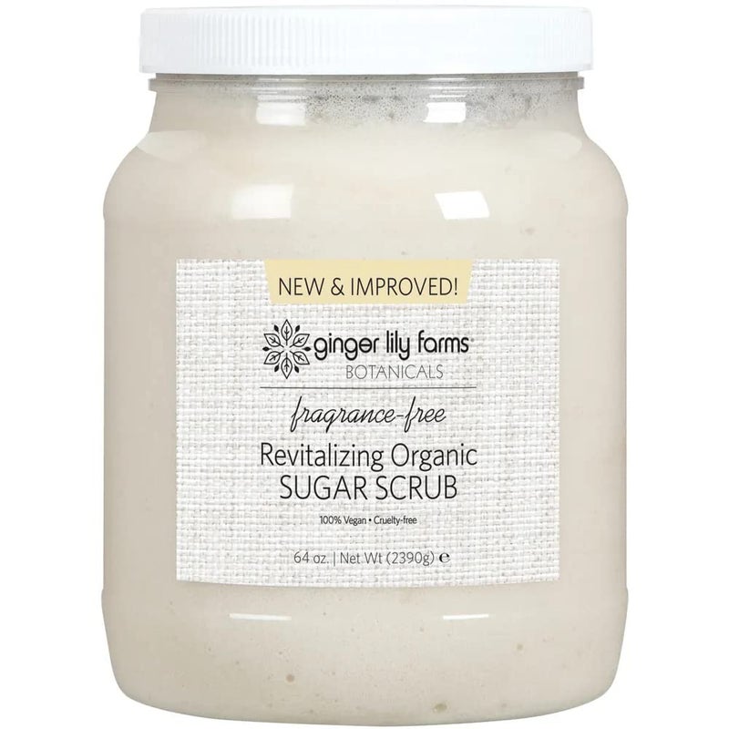 Ginger Lily Farms Botanicals Revitalizing Organic Sugar Scrub, All-Natural Skin Exfoliating Sugar Crystals, 100% Vegan & Cruelty-Free, Fragrance-Free, 64 oz. - Image 1